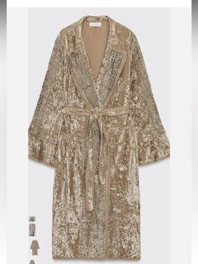 ZARA | Vintage inspired Velvet Tie-Waist Kimono (crushed velvet, lace, beads)